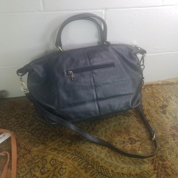 ORA DELPHINE black leather shoulder tote bag - Picture 4 of 11